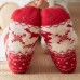 Women Warm Winter Outdoor Christmas Style Elk Snowflake Pattern Plus Velvet Thicken Home Sleep Socks Tube Socks