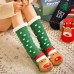 Women Warm Winter Outdoor Christmas Style Santa Claus Elk Pattern Plus Velvet Thicken Home Sleep Socks Tube Socks