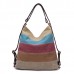 Women Canvas Stripe Shoulder Bags Casual Capcity Multifunction Backpack Students School Bags