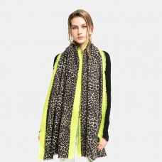 Women Acrylic Artificial Wool Leopard Print Shawl Fashion Casual Dual  use Lengthen Warmth Scarf