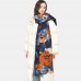 Women Retro Flower Tie  dye Print Shawl Fashion Artificial Cashmere Dual  use Thicken Warmth Tassel Scarf