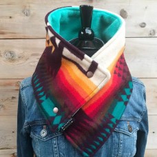 Women All  match Contrast Color Thick Stripe Geometric Printed Scarf Elegant Adjustable Neck Wrap Warm Scarf