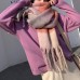 Women Cashmere Dual  use Rainbow Mixed Color Stripes Thicken Warm Plus Long Tassel Scarf Shawl