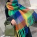 Women Cashmere Dual  use Rainbow Mixed Color Stripes Thicken Warm Plus Long Tassel Scarf Shawl