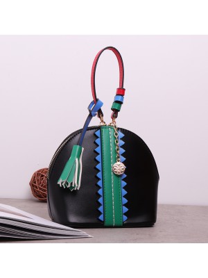 Brenice Women National Retro Mini  Shoulder Bag PU Leather Tassel Decoration Shell Handbag