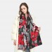 Women Retro Flower Tie  dye Print Shawl Fashion Artificial Cashmere Dual  use Thicken Warmth Tassel Scarf