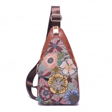 Brenice Women Embroidery Floral Chest Bag Vintage National Crossbody Bag