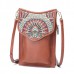 Brenice Bohemian Style Retro Canvas Floral Printing Women Phone Bag Shoulder Crossbody Bag