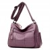 Women Solid Multi  Slot Soft Leather Crossbody Bag Leisure Stitching Messenger Bag