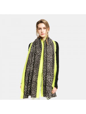 Women Acrylic Artificial Wool Leopard Print Shawl Fashion Casual Dual  use Lengthen Warmth Scarf